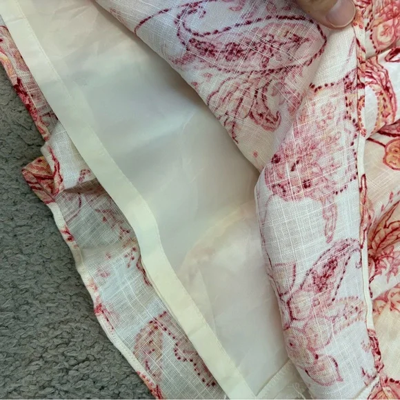 NWT Express Pink Off White Floral Paisley Layered A-Line Linen Skirt Women’s 4 - Picture 6 of 8